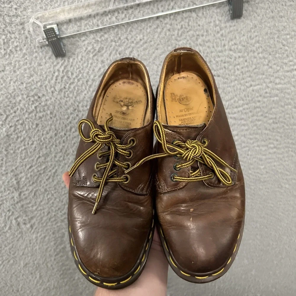 Doc Marten Shoes Size 3 Brown Leather Kids Boys Junior 1461 Made In England